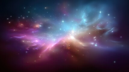 Obraz premium Stunning Cosmic Nebula with Vibrant Colors and Glowing Stars Against Deep Space Background