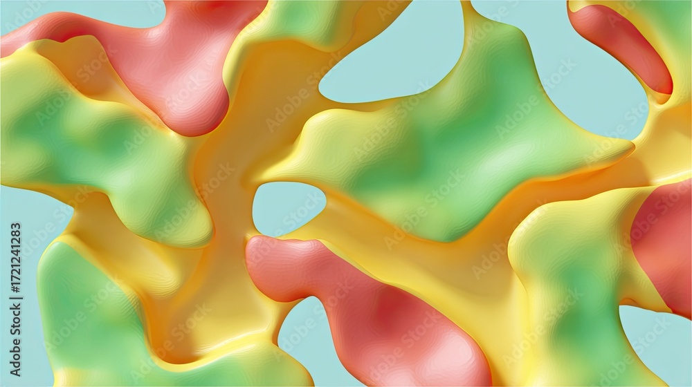 Aufkleber abstract organic shapes in vibrant colors with smooth textures and dynamic flowing patterns against 
