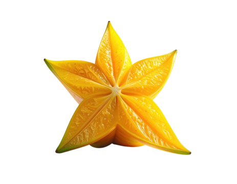 Starfruit, sliced, vibrant yellow, star shape, isolated on black background