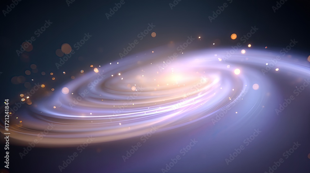 Aufkleber abstract cosmic swirl with soft light and glowing particles in a dark background