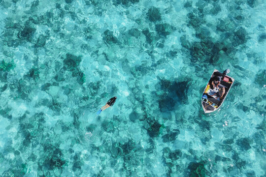 Aerial View of Swimmers at Ningaloo Reef, Exmouth, Western Australia