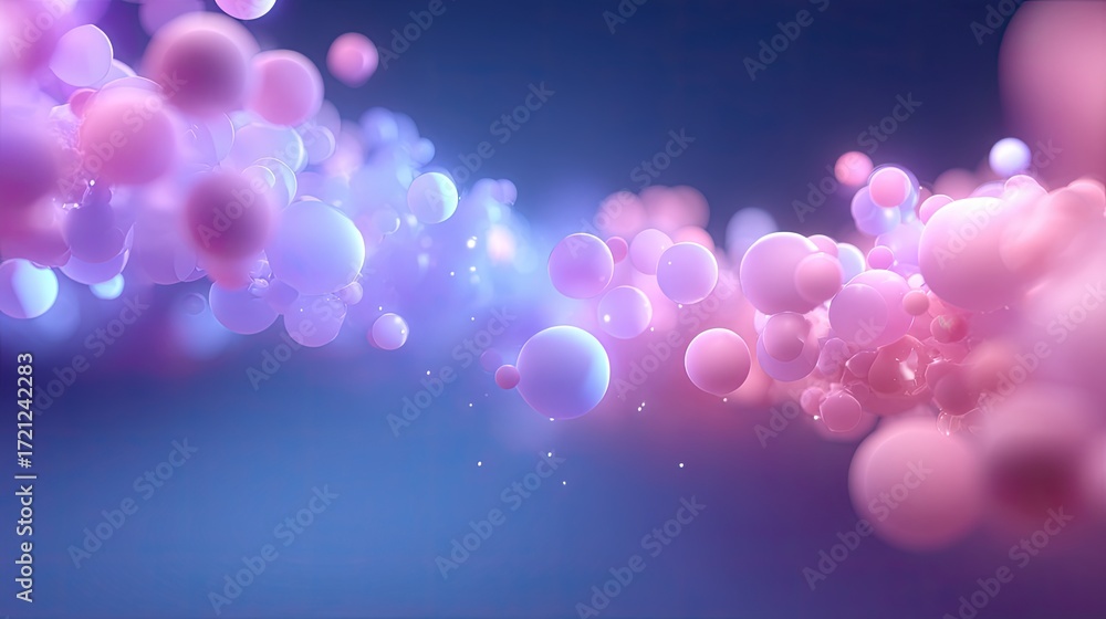 Aufkleber abstract colorful spheres floating in a dreamy space with soft lights and a blurred background effec
