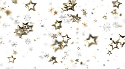 Festive winter background with gold stars and snowflakes. Perfect for holidays, celebration, and winter themes.
