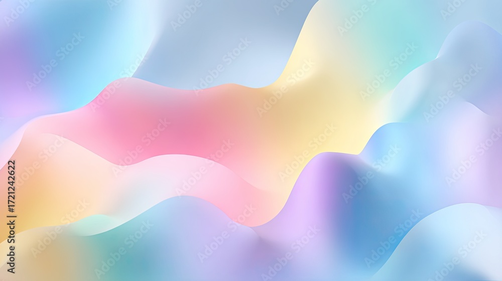 Aufkleber abstract pastel waves with soft gradients in a dreamy color palette suitable for backgrounds and cre