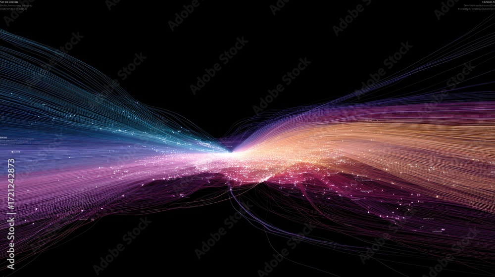 Aufkleber colorful abstract digital visualization of data connections in a dark background