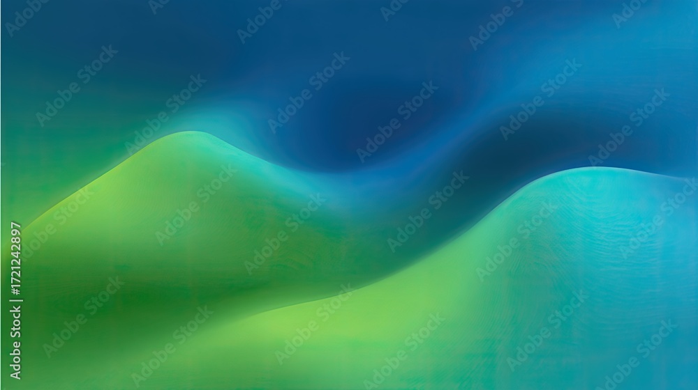 Aufkleber abstract colorful waves in blue and green tones with soft gradients and organic shapes for backgroun