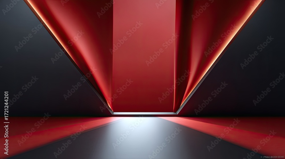 Aufkleber abstract geometric space with red and black design featuring dynamic light and shadow effects for mo