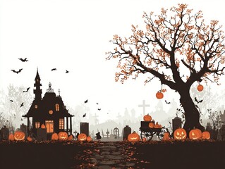 Halloween silhouette vector illustration, transparent background PNG file, suitable for holiday posters and web design.
