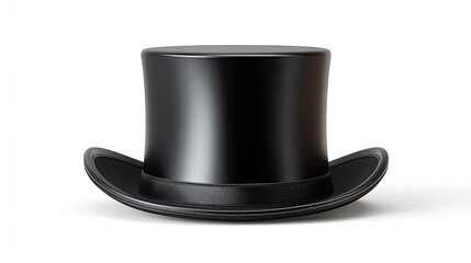 Classic Black Top Hat on Clean Surface for Elegant Formal Wear and Costume Accessories in Photography and Design Projects