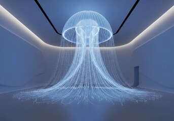Stunning fiber optic jellyfish light sculpture modern interior design
