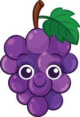 Illustration of Cartoon Grape with Smiling Face
