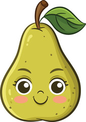 Illustration of a Pear with a Smiling Face