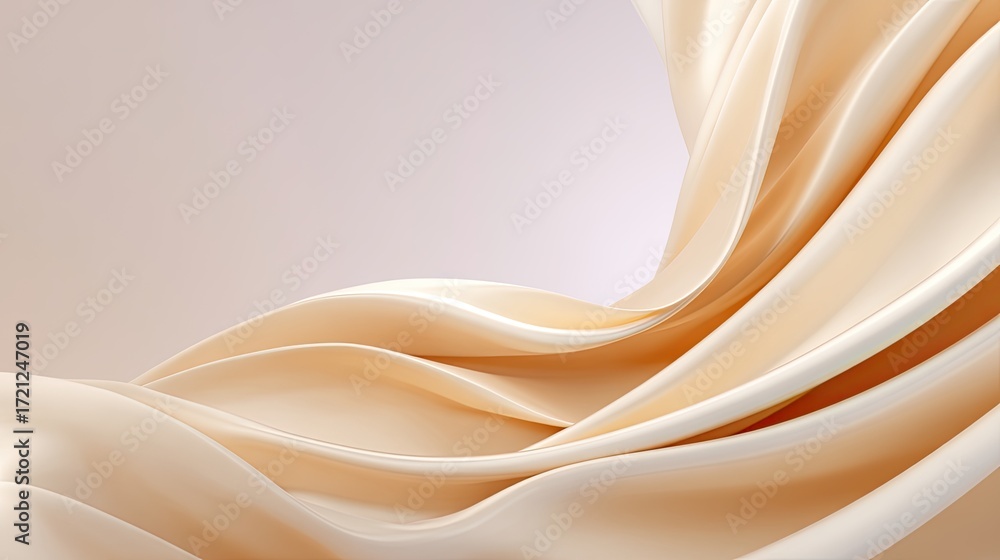 Poster soft flowing satin fabric with elegant waves and gentle shadows for creative background design