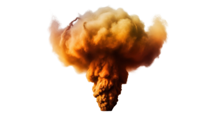 Atomic mushroom cloud explosion for global security concept isolated PNG with Transparent Background