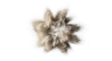 Explosion of fine brown powder isolated PNG with Transparent Background