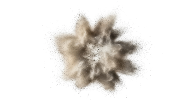 Explosion of fine brown powder isolated PNG with Transparent Background