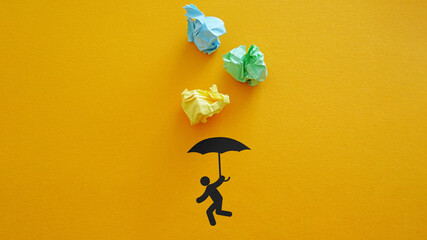 Insurance Protection and Safety Concept are shown by Umbrella Security Metaphor. Risk Management and Overcoming Challenges concept