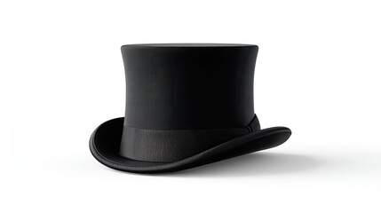 Classic Black Top Hat on White Background for Elegant Fashion and Historical Themes