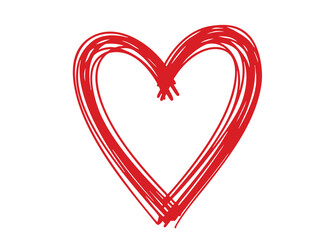 Hand drawn bold red heart stroke design