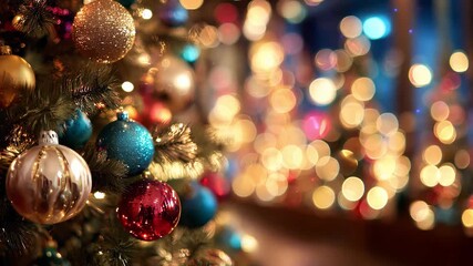 Colorful Christmas ornaments and festive decorations as they create a warm atmosphere for the holiday season in December - Powered by Adobe