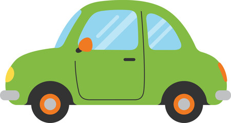 Charming cartoon green car isolated on white for playful design elements and childrens content isolated on transparent background
