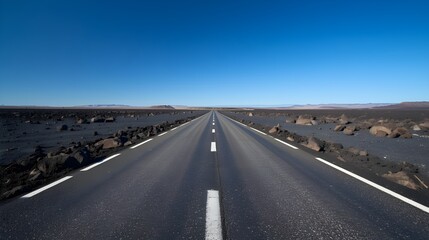 Naklejka premium Straight Road with Beautiful Nature Landscape View