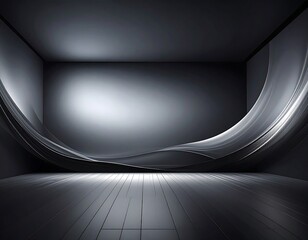 Dark, modern room with flowing drapes