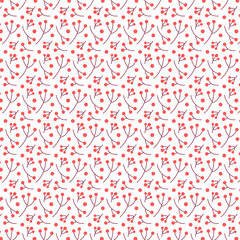 Seamless cute pattern with branches and berries. Winter botanical background
