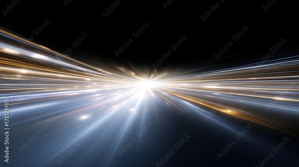 Poster abstract light streaks creating a dynamic sense of speed in a dark background for futuristic and tec