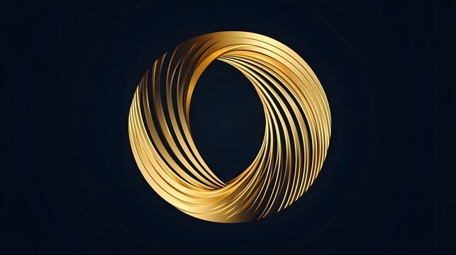 3D render of a golden, swirling ribbon-like loop against a dark background.