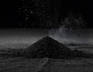 Dark powder pile with splashes