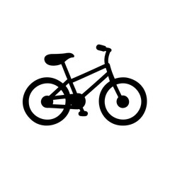 Simple black and white vector silhouette illustration of a bicycle or bike