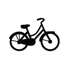 Black silhouette of a classic ladies bicycle with a step through frame