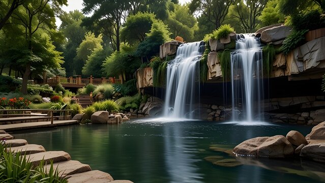 Beautiful Waterfall in Nature &ndash; Scenic Landscape
