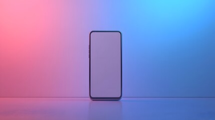 3D render of a sleek smartphone on a gradient background of vibrant blue and pink.