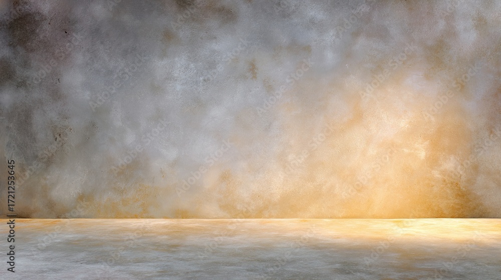 Poster textured wall with gradient color transition and wooden floor for background or backdrop in studio s