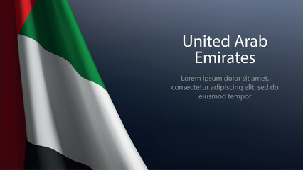 United Arab Emirates flag with emblem on dark gradient background