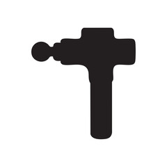 Silhouette of a Massage Gun Device for Muscle Recovery and Therapy Black Against a White Background