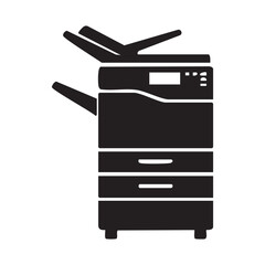 Silhouette of a Multifunctional Office Printer Standing Tall with Paper Trays and Document Feeder for High Volume Copying