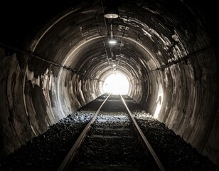 Dark tunnel with light at the end