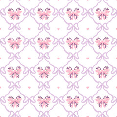 Coquette Halloween Background Spooky Cute Seamless Background Spooky Bow cute Ribbon on white background