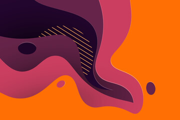 3D abstract background purple and orange color  paper cut shapes. Vector design layout for business presentations, flyers, posters and invitations