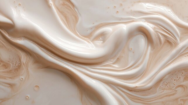 A Crystal Clear photo of smooth creamy fluid horchata WHITE background with cream liquid forms abstract moving, WHITE colors with litros beige cream details.