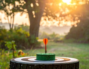 Dart in a target at sunrise