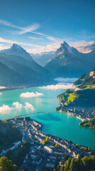Tropical Island Drone Photo With Mountain Sea In Turquoise Water landscape nature vacation destination wallpaper background