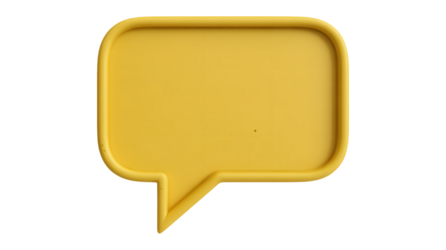 Modern yellow speech bubble icon providing a clear space for messages and dialogue, ideal for social media, marketing, and website design projects