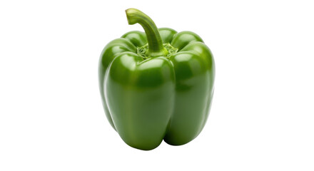 Single green bell pepper close-up isolated PNG with Transparent Background