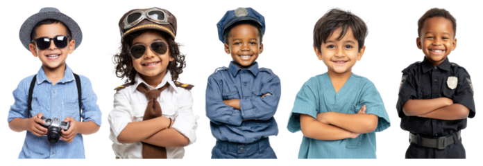 Children in various professional costumes