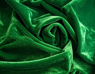 Deep green velvet draped fabric texture
