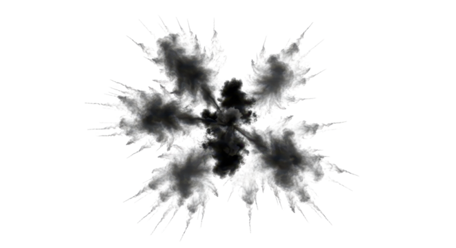 Black powder explosion element for design isolated PNG with Transparent Background - Powered by Adobe